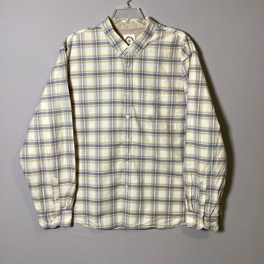 Customized by Dubinik 3XL Mens Plaid Button Down Shirt Blue Yellow Thick Cotton